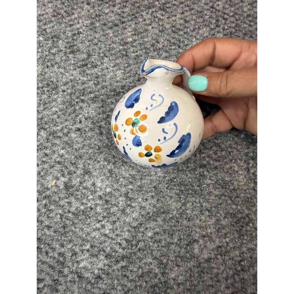 Italian Ceramic Miniature Mini Pitcher Caltagirone Sicily Italy Hand Painted